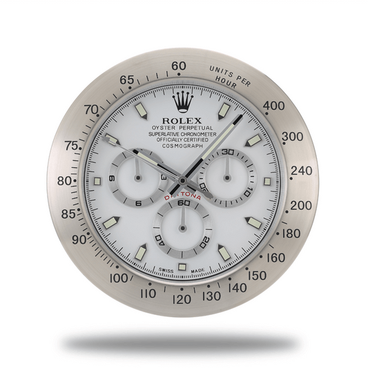 Silver white Rolex wall clock