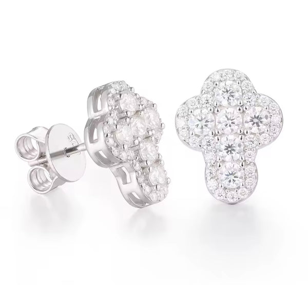 VVS High Quality Moissanite Cross Earrings  Real 925 Silver