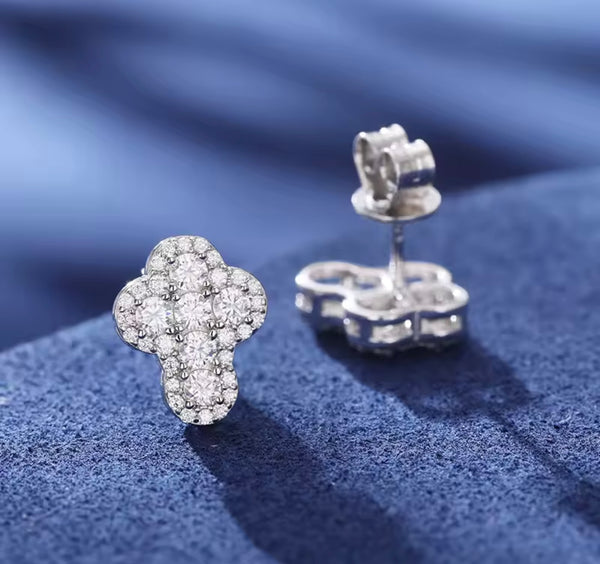 D VVS Moissanite Cross Stud Earrings