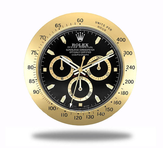 Black and gold Rolex wall clock