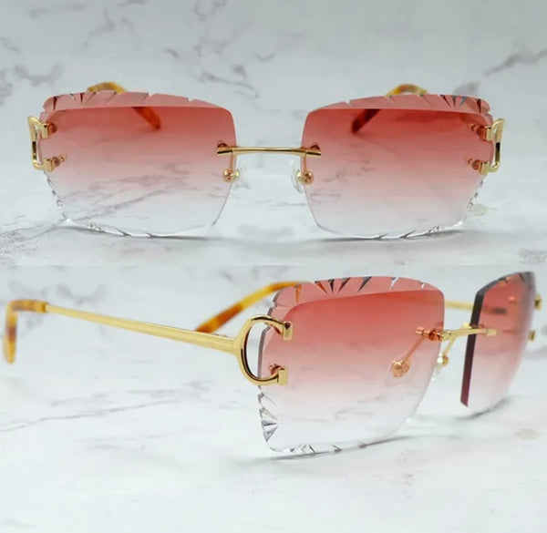 Cartier Diamond Cut Designer Sunglasses – Luxury Eyewear Red