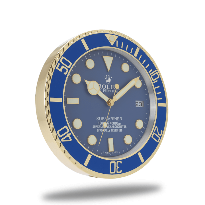 Blue and gold Rolex wall clock