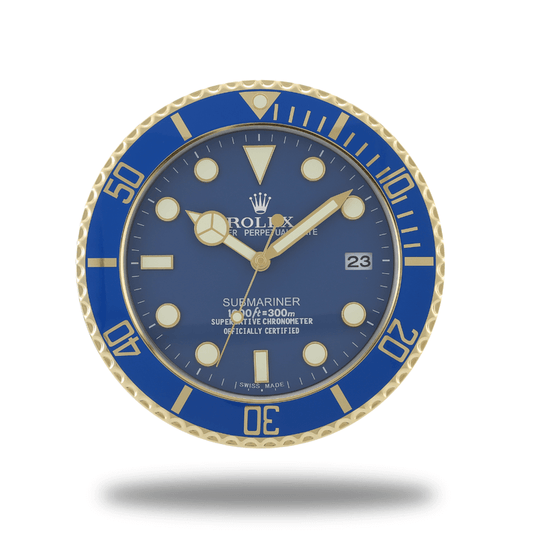 Blue and gold Rolex wall clock