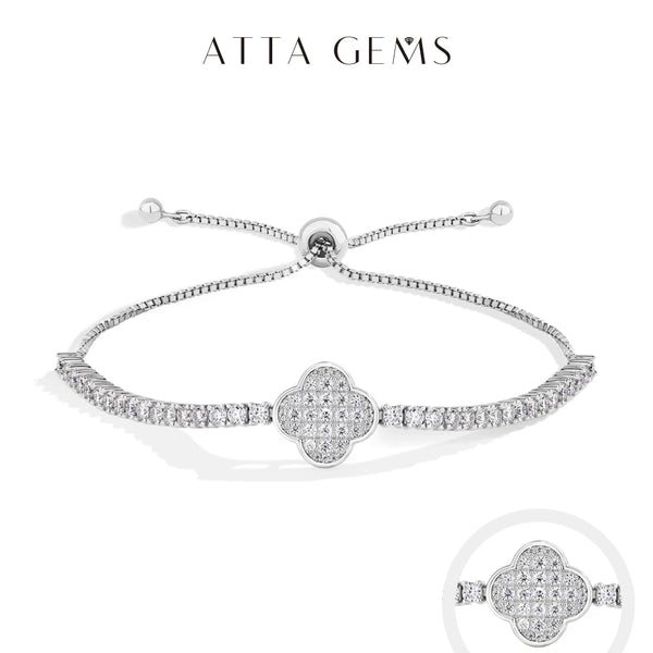 ATTAGEMS Luxury Full Moissanite Diamond Tennis Bracelets D VVS1 925 Sterling Silver Gold Plated For Women Wedding Jewelry 16+8cm